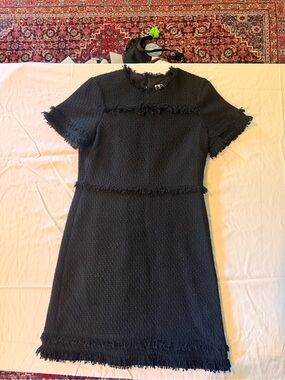 kate spade Black Fringe Textured Mini Dress